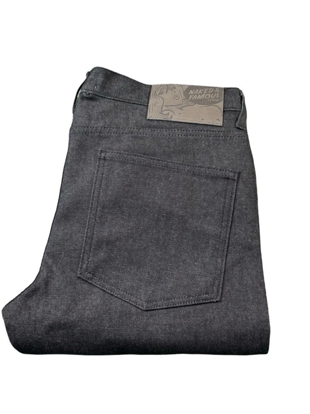 Naked & Famous Black Boost Super Guy Zipper Fly Mens Jeans Size 36x32 NWOT